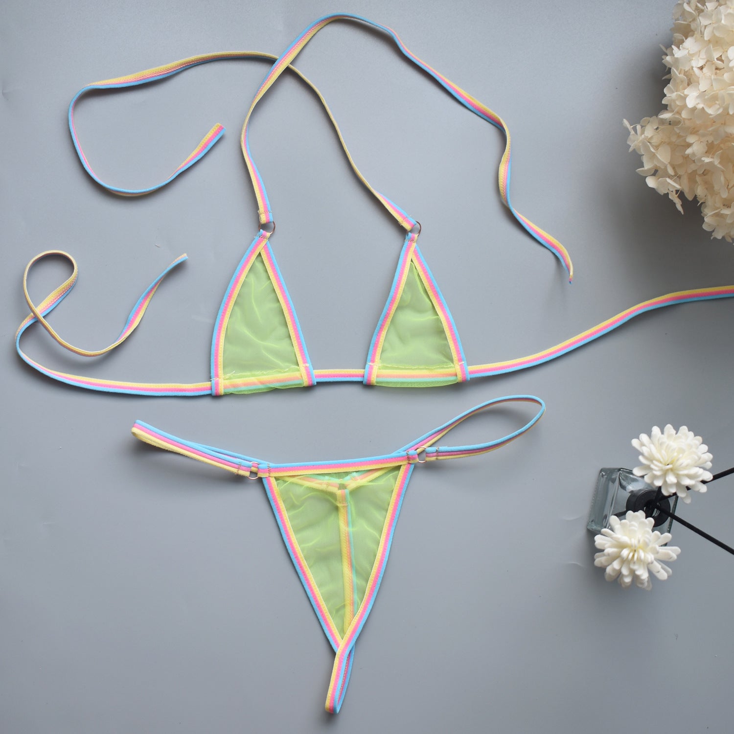 Image of Simple Intimate Date Super Mini Three-Point Brazilian T-Shaped Hot U-Shaped Sling Erotic Bra Set